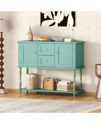 42" Farmhouse Wooden Console Table with 2 Drawers, 2 Doors and Storage Shelf, Entryway Table and TV Stand for Living Room