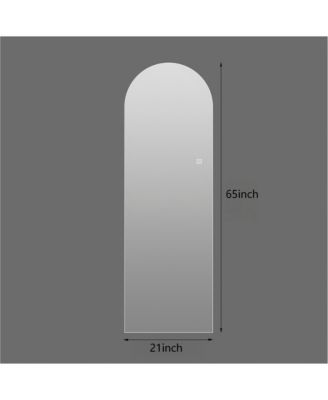 65 x 21 Inch LED Full Length Wall Mirror Symmetrical Arch Design 3 Color Dimmable Lighting Shatterproof Wall Mounted Vanity Mirror