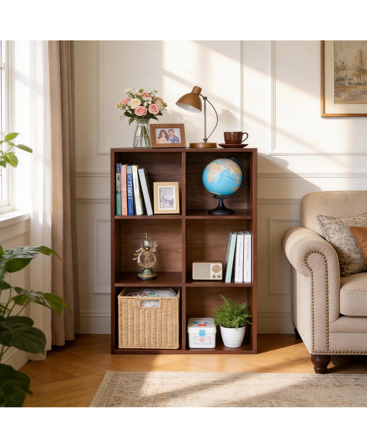 Streamdale Furniture Wooden 6-Shelf Bookcase Storage Organizer
