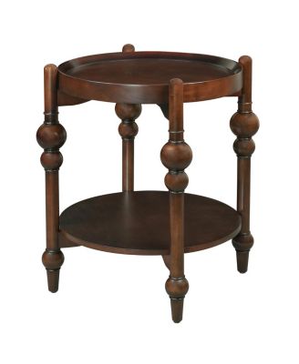 Classic Solid Wood Round Side Table with Lower Shelf