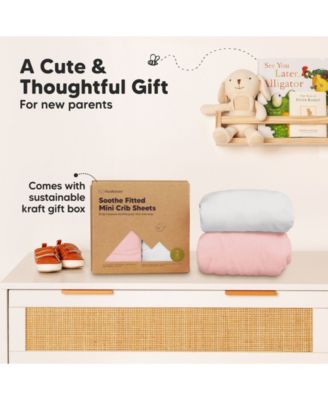 Mini Crib Sheets for Baby Girls, Boys, 2-Pack Soothe Pack and Play Sheets Fitted, Pack N Play Mattress Sheet