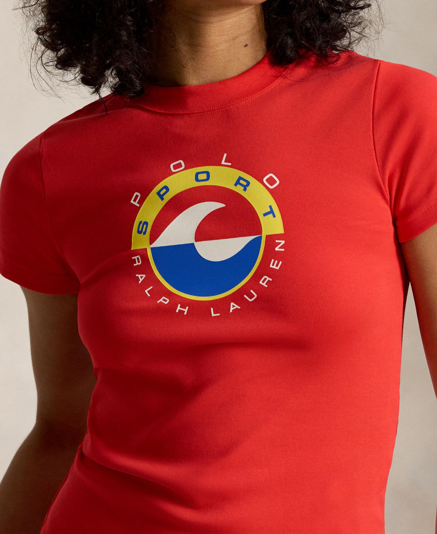 Women's Wave Crewneck Logo Rib Knit T-Shirt