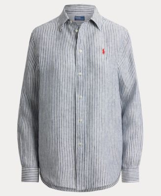 Women's Classic Fit Striped Linen Shirt