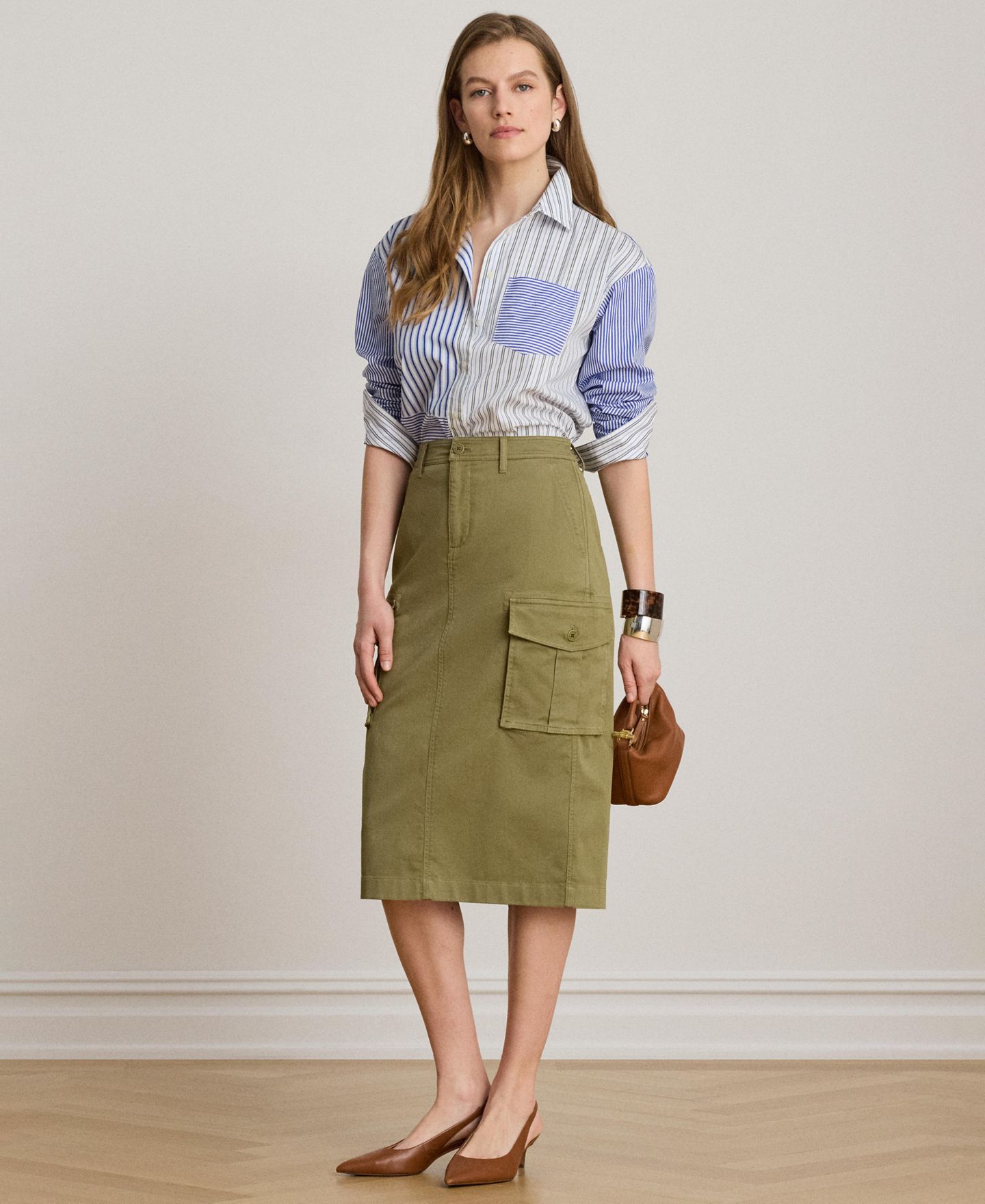 Женская юбка Lauren Ralph Lauren Zip & Fly Chino Cargo Pencil, цвет: Light Agave — фото 6