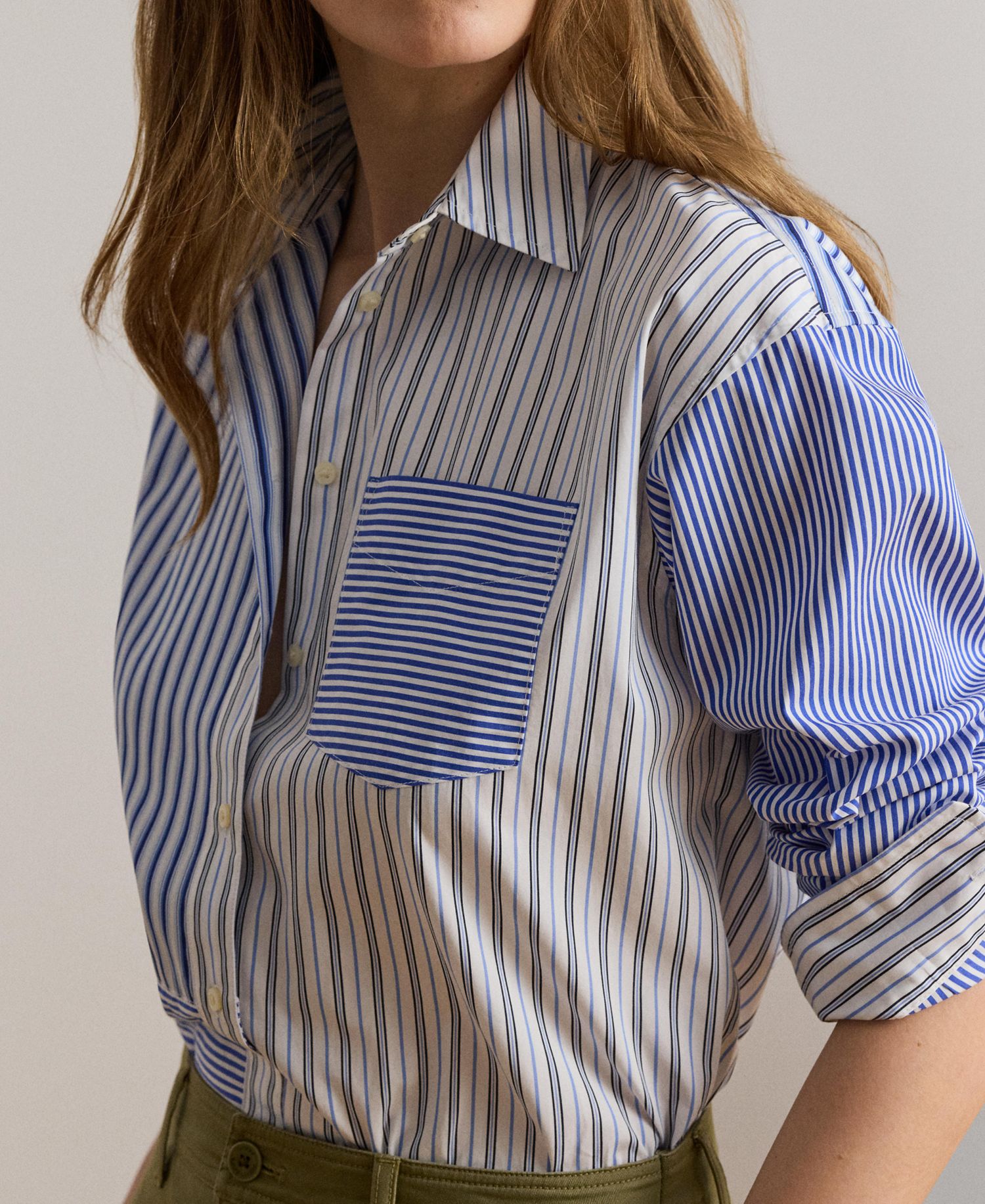 Women's Spread Collar Striped Broadcloth Shirt