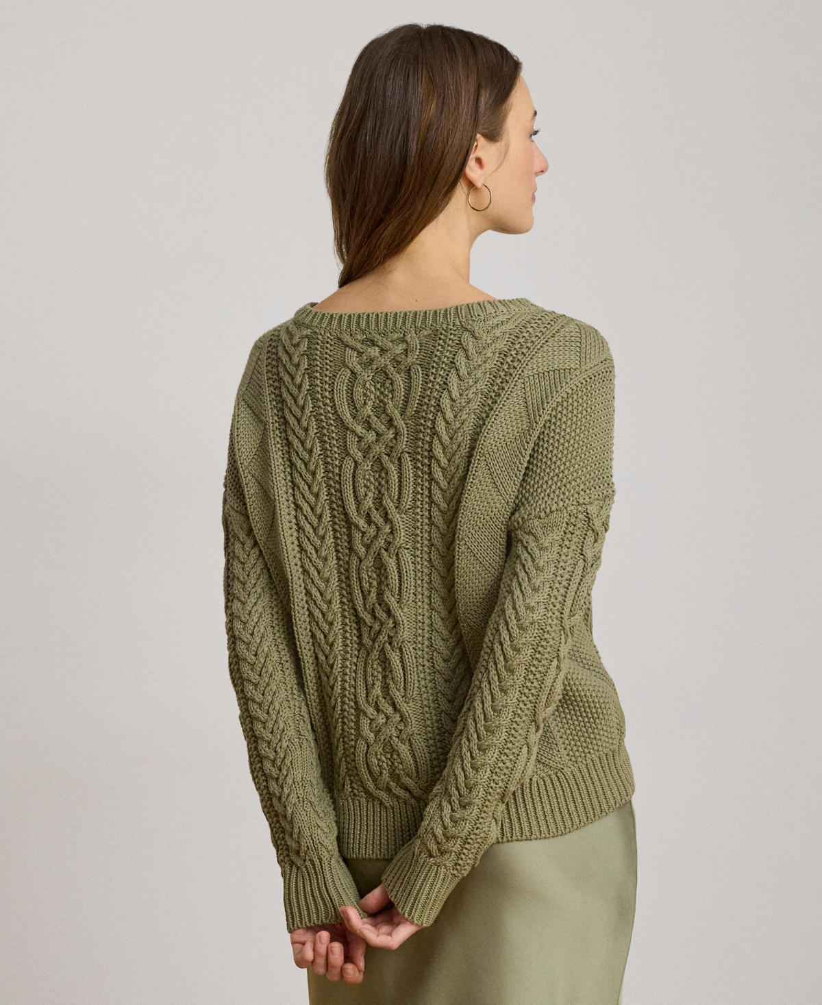 Lauren Ralph Women's Cable-Knit Boat Neck Sweater
