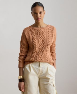 Women's Cable-Knit Boat Neck Sweater