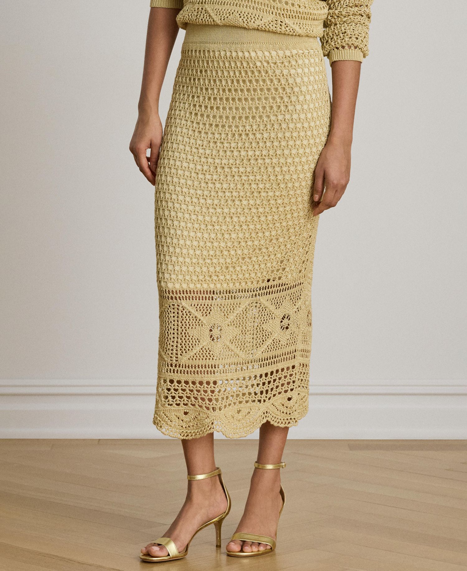 Women's Scallop Hem A-Line Midi Pencil Skirt