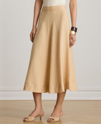 Women's Linen A-Line Midi Skirt