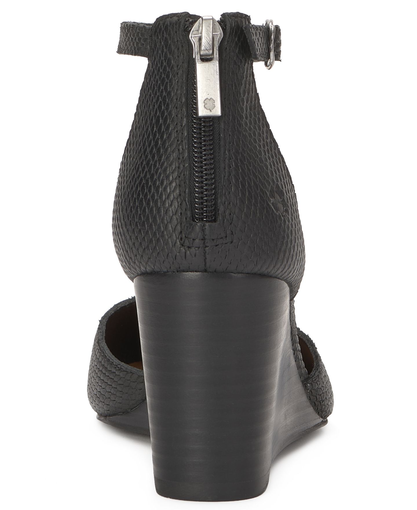 Женские туфли Lucky Brand Nitika Wedge Heel Pumps, цвет: Чёрный змеиный кожаный — фото 3