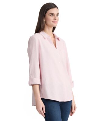 Women's Collared Button-Front Long-Sleeve Shirt