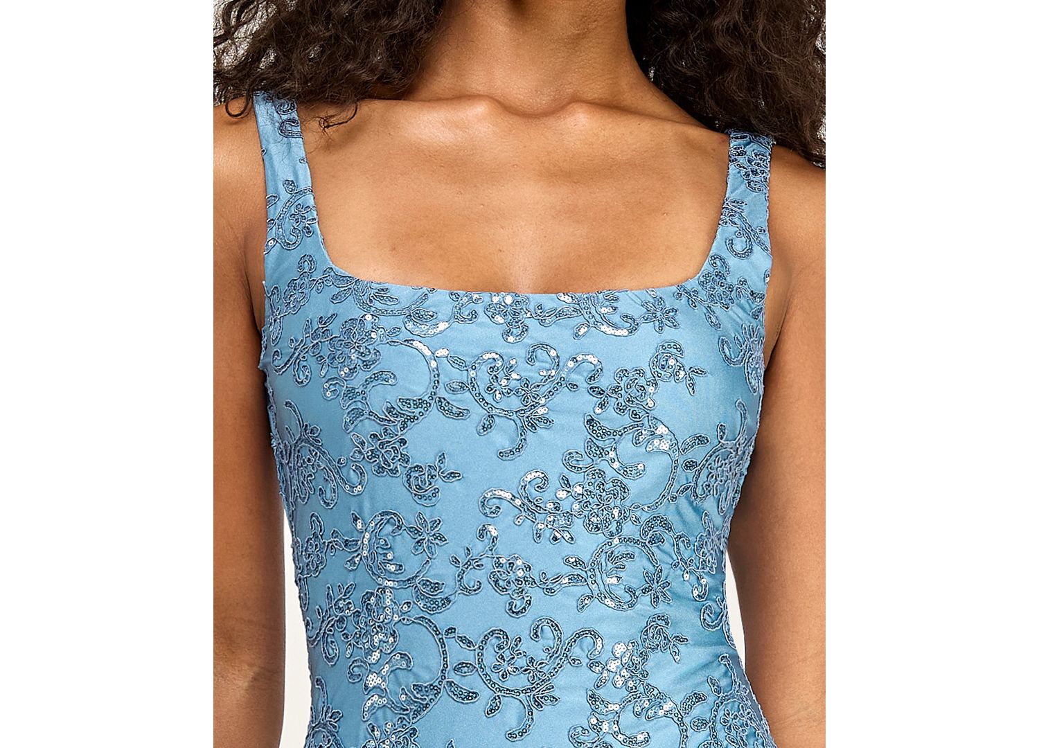 Juniors Sequin Corded Square Neck Mini Dress