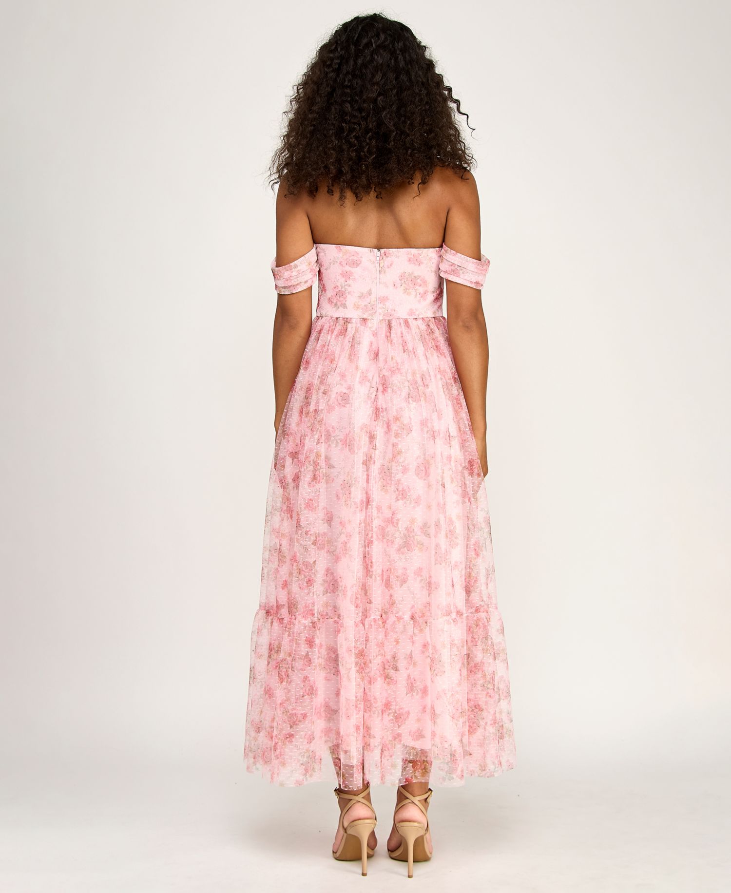 Women's Floral Ruffle Hem Off-The-Shoulder Dress