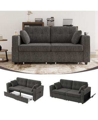  Modern 3-Seat Chenille Sofa with USB and Storage