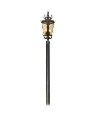 Casa Marseille Vintage Rustic Outdoor Post Light Veranda Bronze with Burial Pole  Champagne Hammered Glass for Exterior Barn Deck