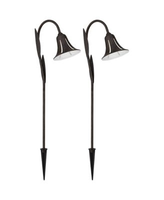 Tulip  High Country Outdoor Landscape Path Lights Porch House Set of 2 LED Bulb  Dark Rust Finish Metal