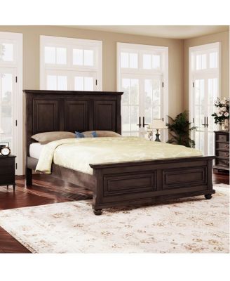  Vintage Pinewood Queen Headboard Bed Frame