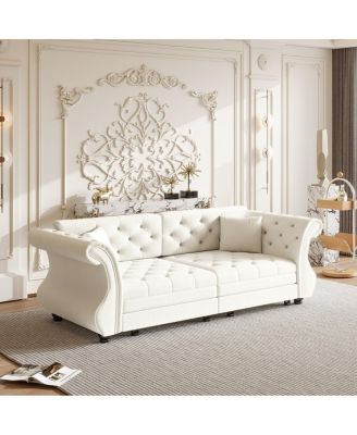 Oversized Chesterfield Pull Out Sofa Bed, Velvet Couch
