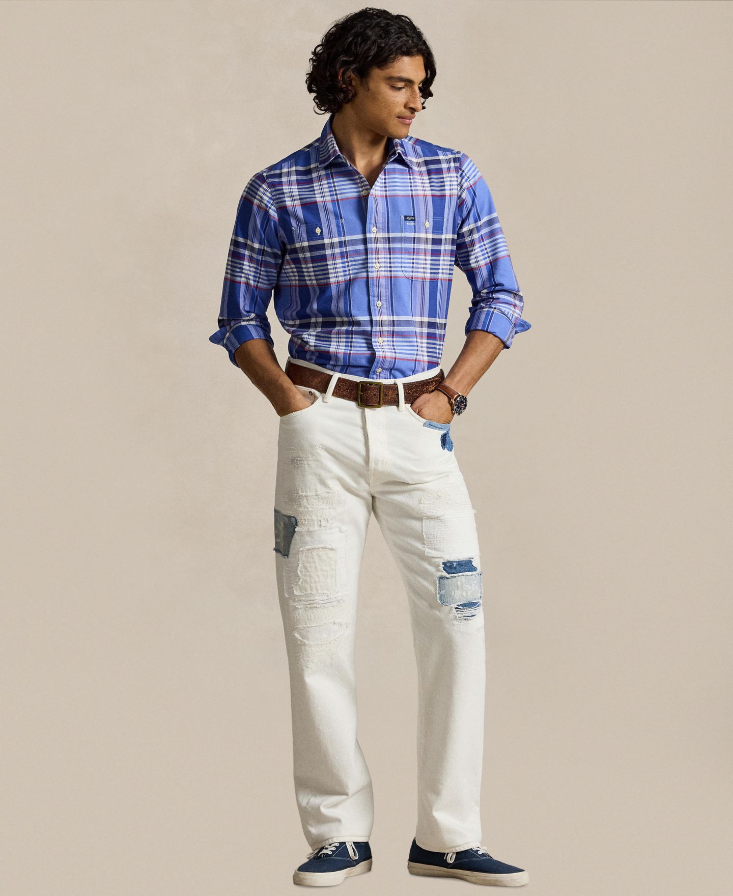 Мужское поло Polo Ralph Lauren Classic-Fit Polo, цвет: Синий красный разноцветный — фото 2
