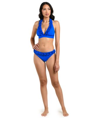 Women's Island Goddess Ruffled Halter Bikini Top