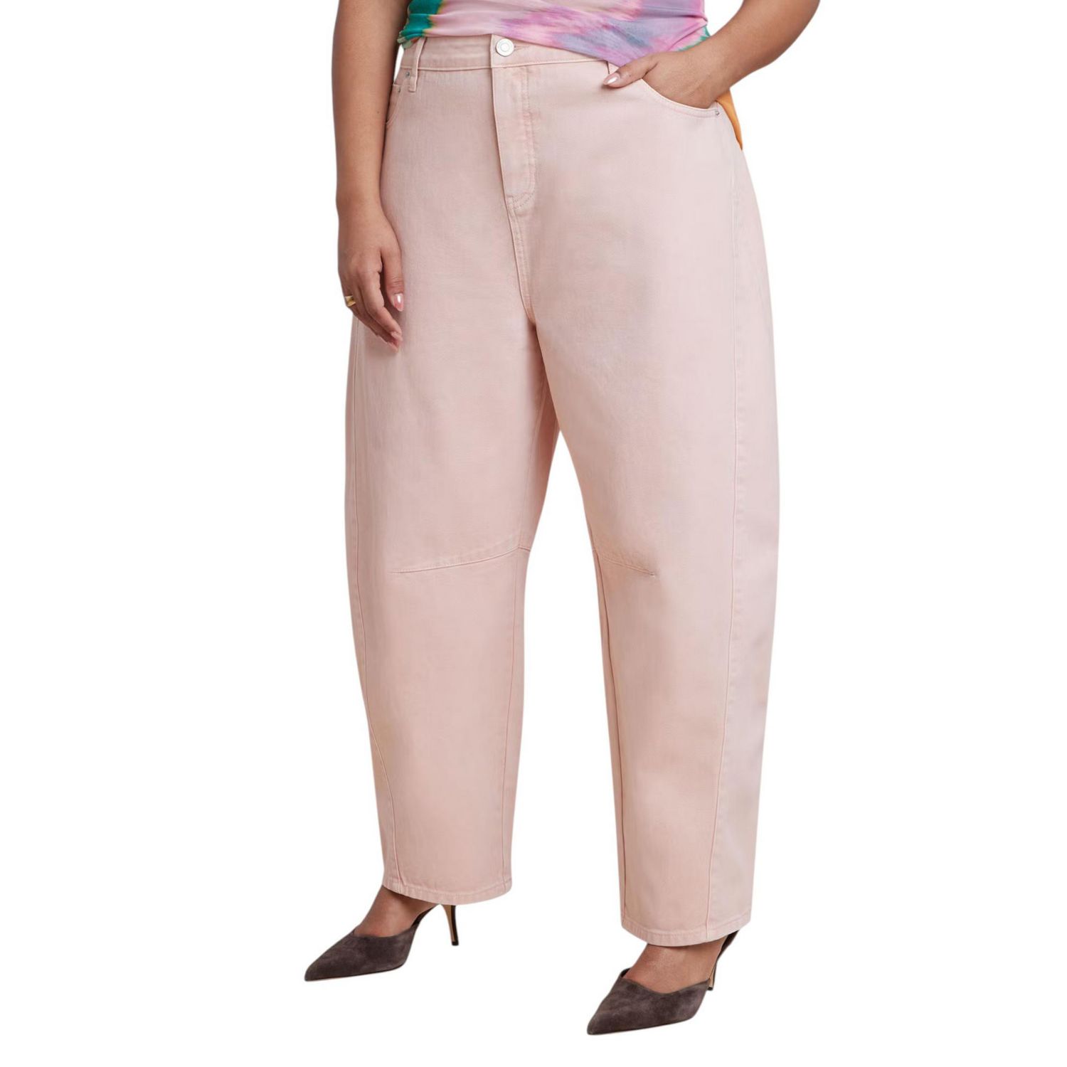 Women's Pink Wash Barrel Leg Jean