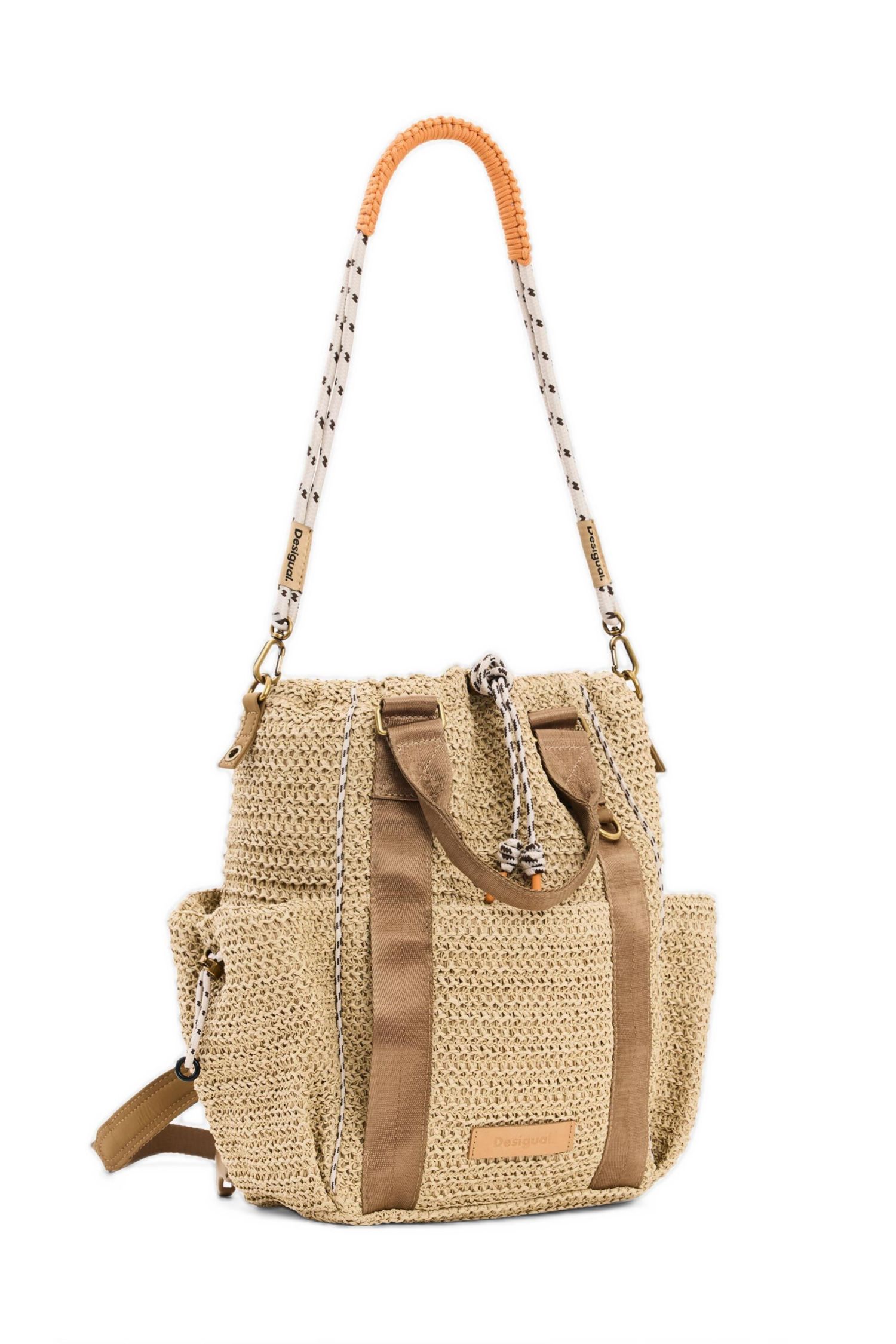 Women's Medium multiposition raffia backpack