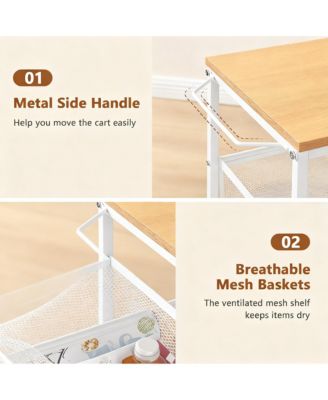  4-Tier Metal Wire Shelves Kitchen Utility Cart with Wheels Narrow Mobile Shelving Unit