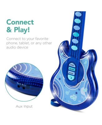 19in Kids Flash Guitar, Pretend Play Musical Instrument Toy for Toddlers w/ Mic, Stand