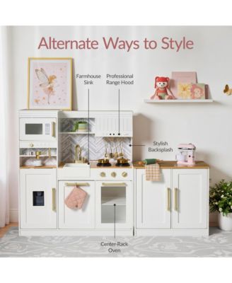 Deluxe Pretend Play Kitchen with Island, Espresso Machine Version