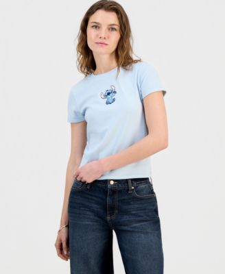 Juniors' Embroidered Crewneck Baby Tee
