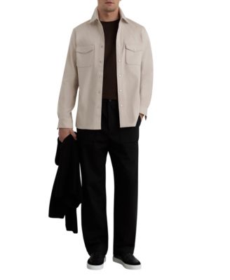 Men's Cotton-Twill Twin-Pocket Stretch Overshirt