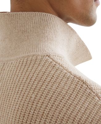 Men's Cotton-Blend Rib Half-Zip Polo Sweater