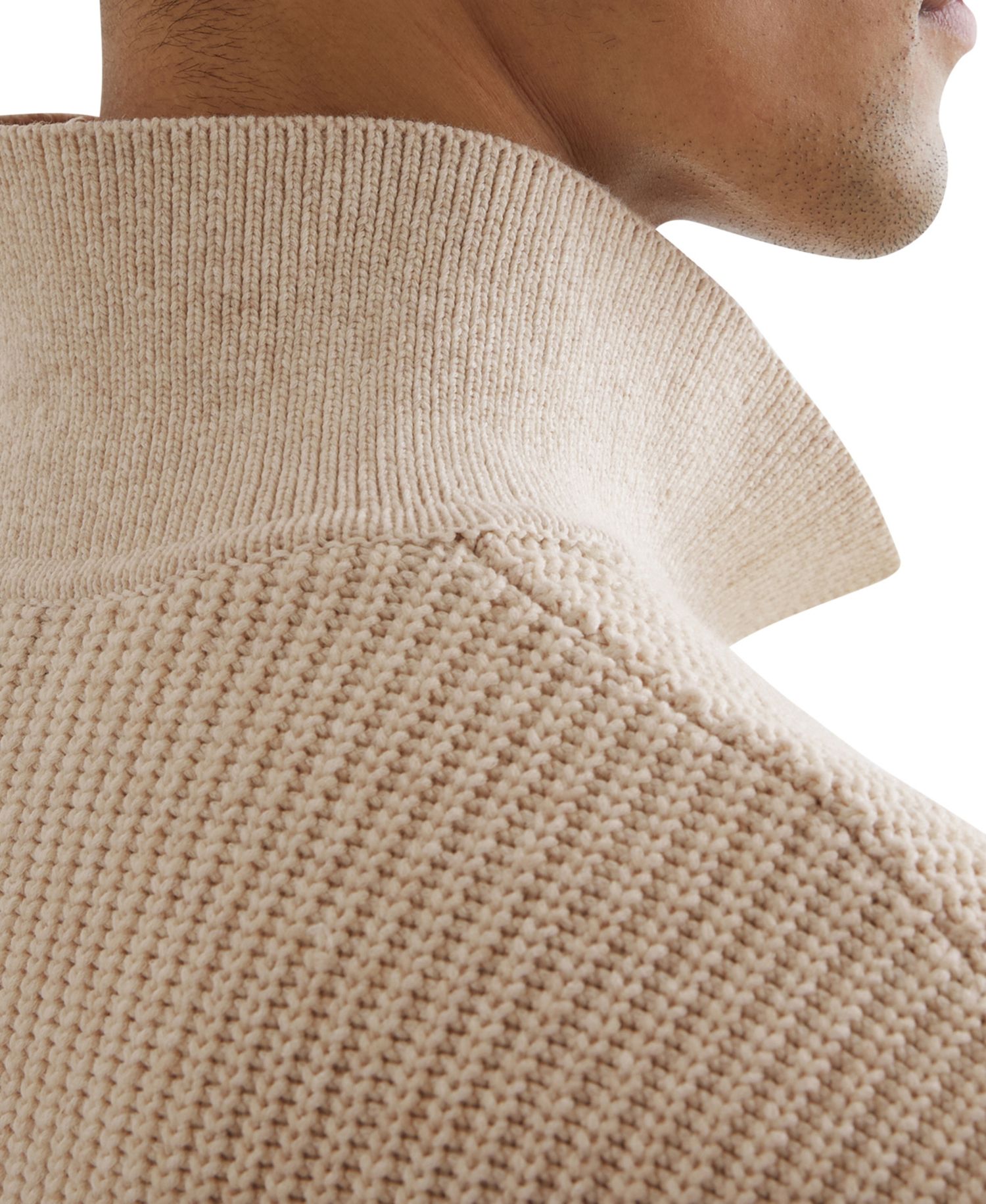 Men's Prop Cotton-Blend Rib Half-Zip Polo Sweater