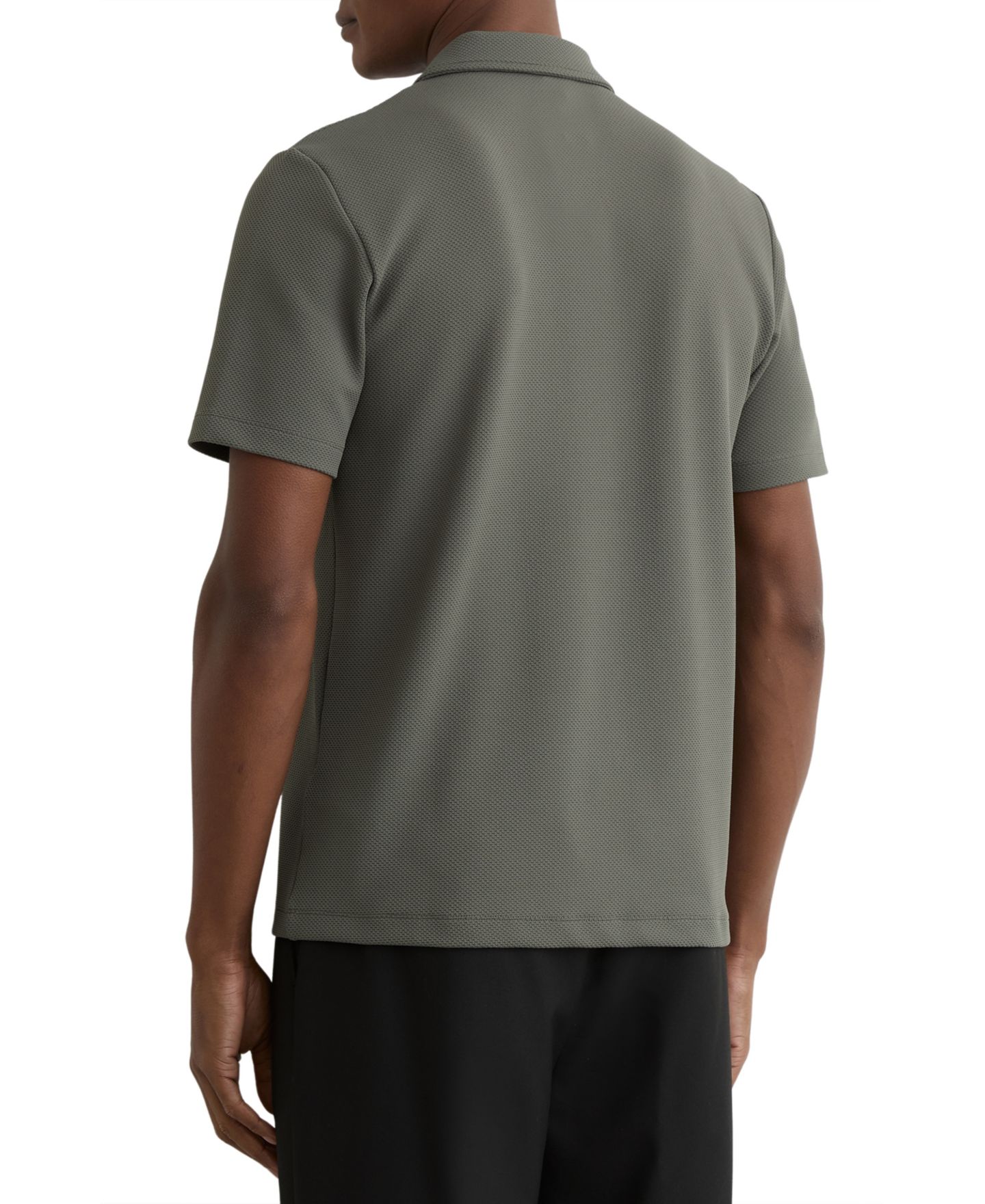 Мужское поло REISS Forno Half-Zip Textured Polo Shirt, цвет: Шалфейный зелёный — фото 4
