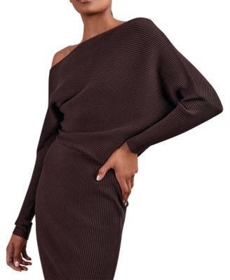 Women's Off-The-Shoulder Ribbed Midi Dress