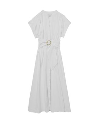 reiss cotton dress Reiss Cotton Ruched Strap Belted Midi Dress in Black