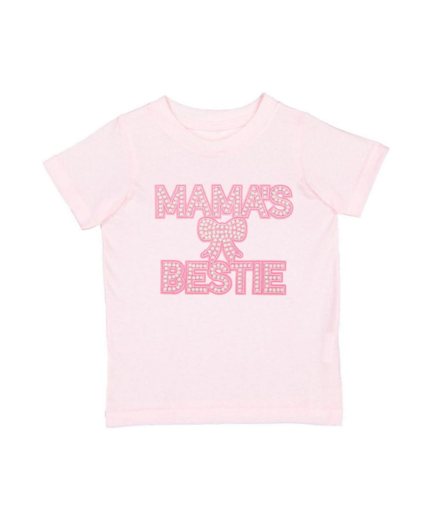 Little Girls Mama's Bestie Pearl Patch Short Sleeve T-Shirt