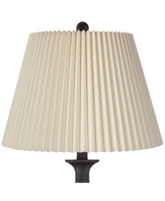 Ben Rustic Farmhouse Table Lamps 25" High Set of 2 Dark Bronze Metal Linen Pleated Shade for Bedroom Living Room Bedside Office