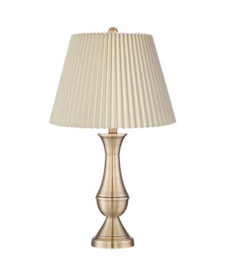 Becky Traditional Table Lamps 24 3/4" High Set of 2 Antique Brass Metal Linen Pleat Shade for Bedroom Living Room Bedside Office