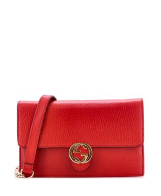 Pre-Owned Gucci Interlocking Wallet on Chain Leather - Macy's