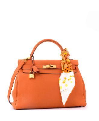 Kelly 32 Handbag Orange Togo with Gold Hardware