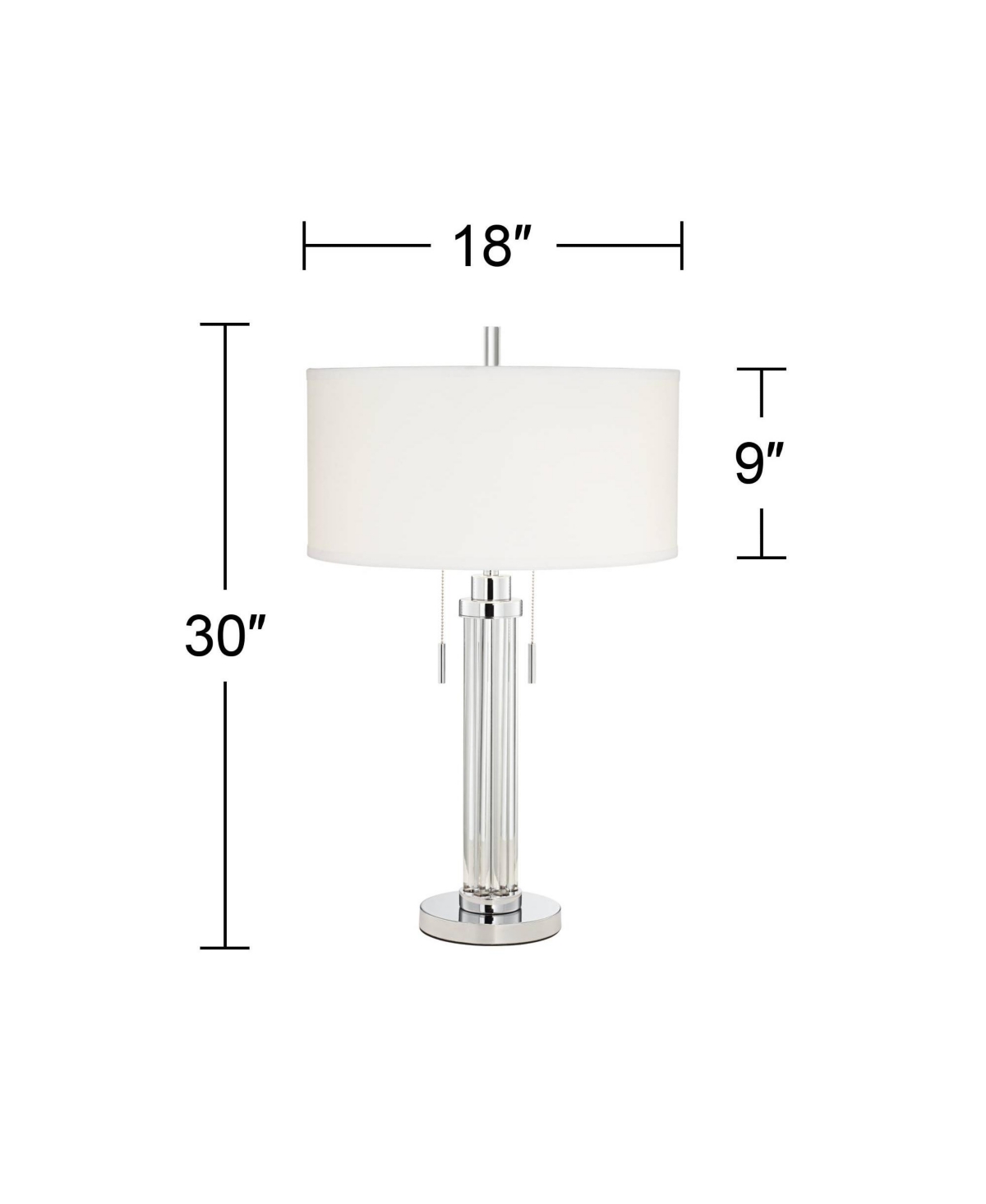 Possini Euro Design Cadence Modern Table Lamp 30" Tall Glass Column with Table Top Dimmer Shade for Bedroom Living Room Bedside Nightstand House