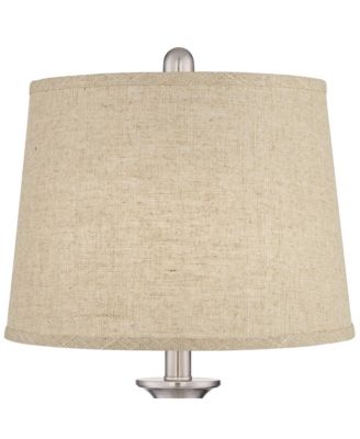 Blair Traditional Table Lamps 25" High Set of 2 Brushed Nickel Burlap Drum Shade for Bedroom Living Room Bedside Nightstand Office House