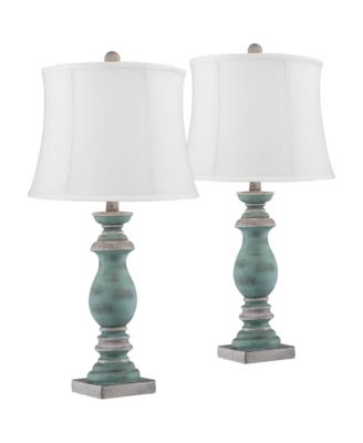 Patsy Rustic Farmhouse Table Lamps 26 1/2 High Set of 2 Washed Softback Drum Shade for Bedroom Living Room House Home