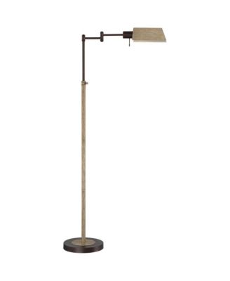 Rustic Farmhouse Pharmacy Floor Lamp with USB Charging Port 54 Tall Bronze Faux Wood Adjustable Swing Arm for Living Room Reading Office