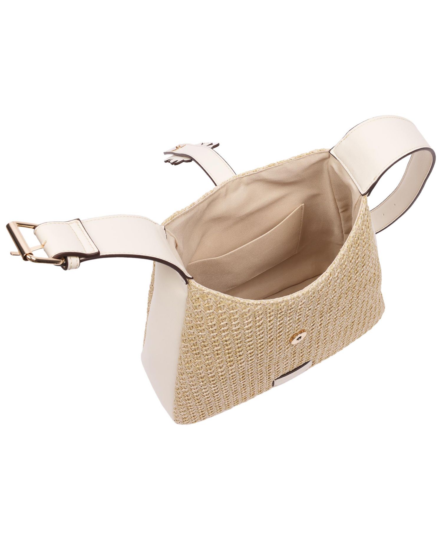 Logo Tab Raffia Hobo Bag - Woven Straw Shoulder Bag with Pineapple Accent