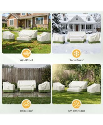 Outdoor Furniture Cover Waterproof, 4 Piece Patio Furniture Set Cover for Outside Couch, Lawn Chairs, Coffee Table,Windproof with Buckle Strap