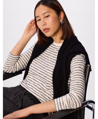 Women's Stripe Crew Neck Pocket Top