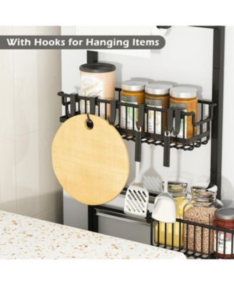 6-tier Slim Corner Shelf Spice Rack with Pull-Out Baskets Narrow Storage Organizer for Kitchen Bathroom