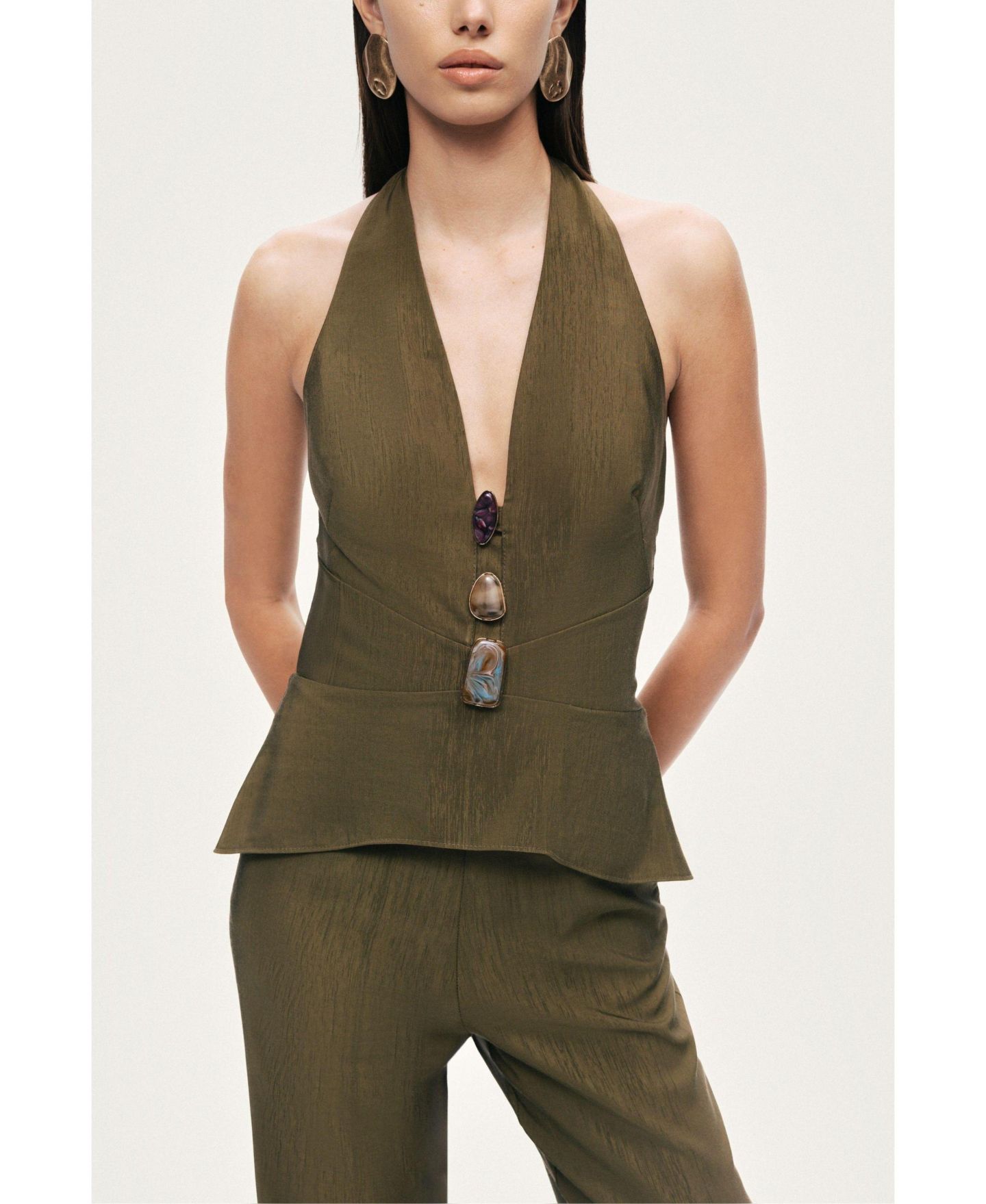Женский топ NOCTURNE Halter Neck Peplum — фото 1